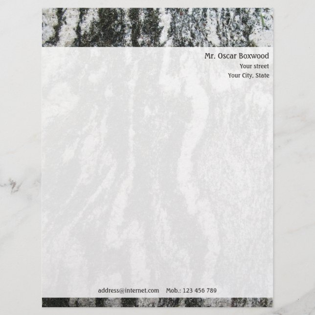 En-tête De Lettre Texture personnalisée de roche avec l'adresse de (Devant)