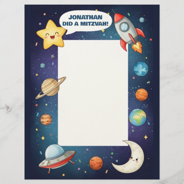En-tête De Lettre Thème Espace extra-atmosphérique Nom personnalisé  (Devant)