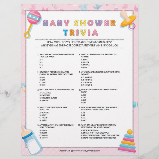 En-tête De Lettre Trivia bébé [Bébé Basiques rose] (Devant)