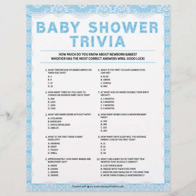 En-tête De Lettre Trivia bébé [Dentelle de luxe [Bleu] (Devant)