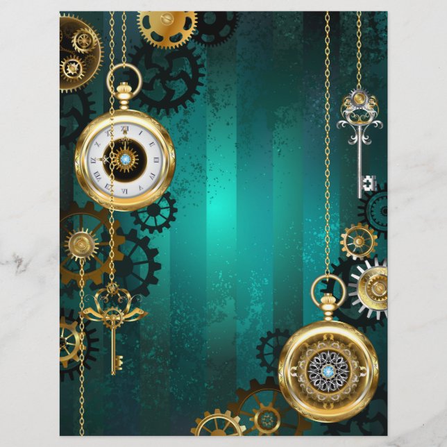 En-tête De Lettre Veille bijoux Steampunk sur un Arrière - plan vert (Devant)