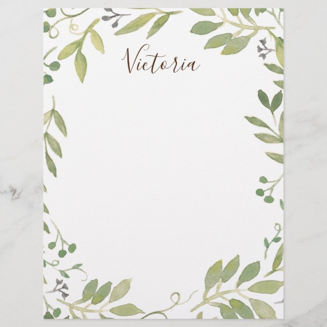 En-tête de lettre verte gracieuse (Devant)
