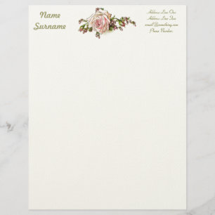 En-tête De Lettre Victorien vintage élégant de boutons de rose