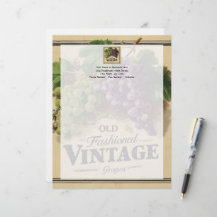 En-tête De Lettre Vieux Raisins Vintages de mode, Vin pourpre et noi