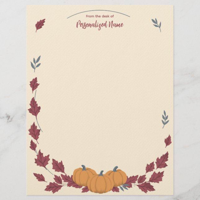 En-tête De Lettre Whispers Of Fall Unlined Letterhead (Devant)