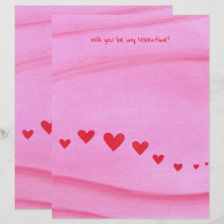 En-tête De Lettre Will you be my Valentine, heart themed stationery