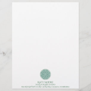 En-tête De Lettre Yoga Mandala vert
