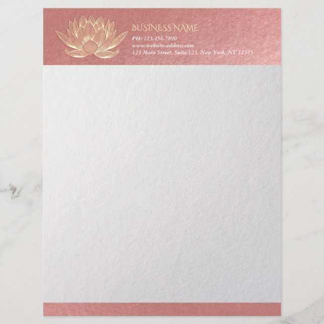 En-tête De Lettre YOGA Studio Méditation Reiki Instructeur Gold Lotu (Devant)