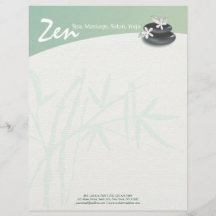 En-tête De Lettre ZEN Stone Bamboo YOGA SPA Massage Thérapie Salon