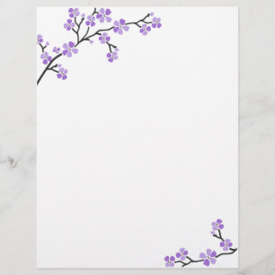 En-tête de papier à lettres Purple Cherry Blossom