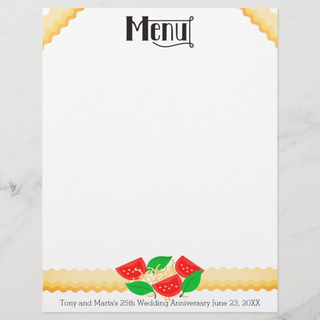 En-tête du menu de pâtes au basilic de tomate (Devant)