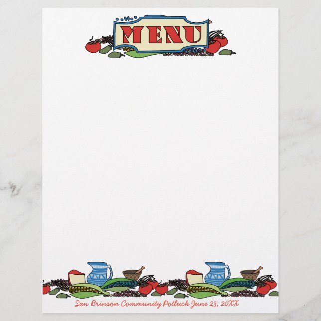 en-tête du menu des plats mexicains du sud-ouest (Devant)