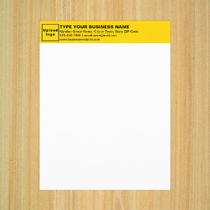En-tête jaune d'entreprise sur feuille papier