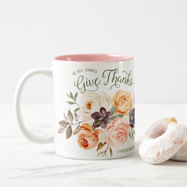 En Tout, Merci Mug Rose Floral (Avec donut)