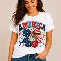 Americana Patriotic Cherries & Bow T-Shirt | Cute