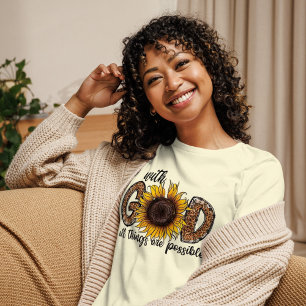 En Tri-matière Avec le T-shirt féminin de Léopard de soleil de Di