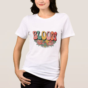 En Tri-matière Bloom" Inspirational Floral Typography T-Shirt De