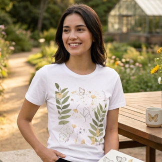 En Tri-matière Botanical Wildflower Butterfly T-Shirt