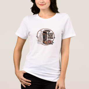 En Tri-matière Bottes de mariée au sol T-Shirt