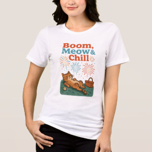 En Tri-matière Chat drôle 4 juillet T-shirt été