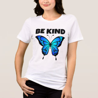 EN TRI-MATIÈRE CHEMISE T-SHIRT DAMES PAPILLON BLEU SOIS GENTIL