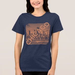 En Tri-matière Chicago Orange Tan Name Graphic T-Shirt