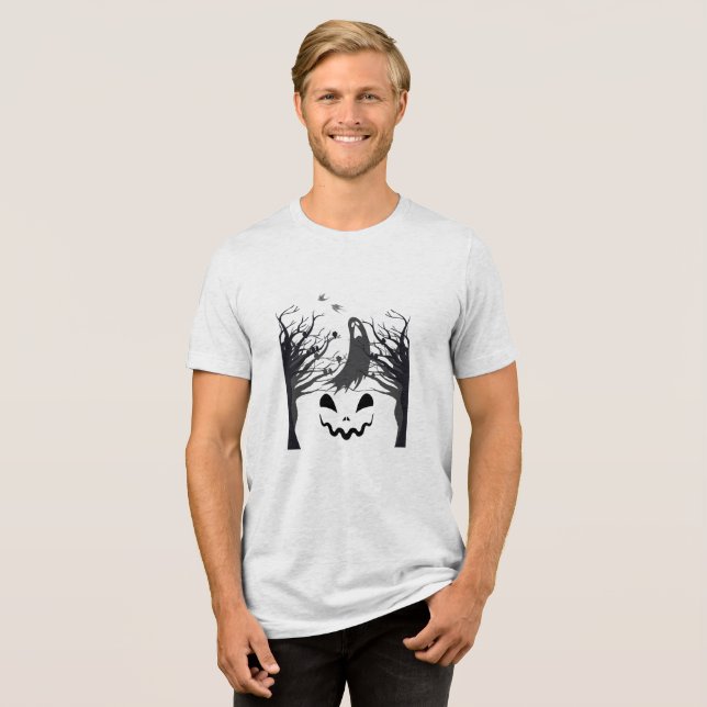 En Tri-matière Haunted Forest Ghost Silhouette T-Shirt | Dark Min (Recto plein)