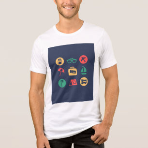 En Tri-matière Icônes de Voyage colorées T-shirt - Vacances, Aven