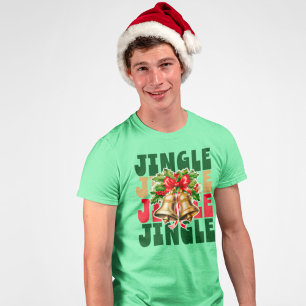 En Tri-matière Jingle Jingle Vintage Gold Bells & Holly T-Shirt