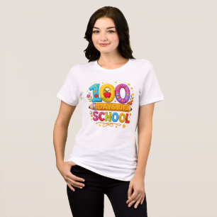 En Tri-matière Joli Fil 100 Jours d'École T-Shirt pour Filles Ens