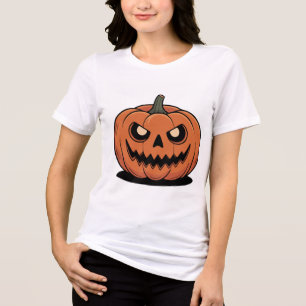 En Tri-matière Joli T-Shirt Blanc pour Femmes avec Citrouille d'H