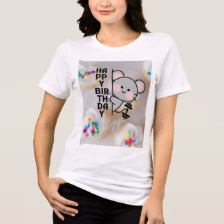 En Tri-matière Joyeux Anniversaire T-Shirt de Dessin Animé Mignon