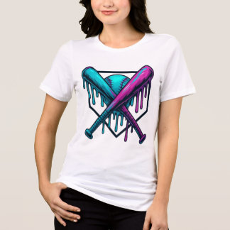 En Tri-matière Neon Drip Baseball Bats T-Shirt Design - Bold Stre