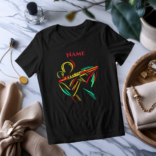 En Tri-matière Neon Flute Line Art T-shirt musicale vibrant