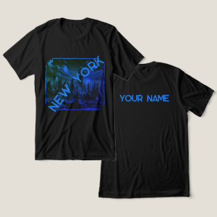 En Tri-matière New York City Black Blue Nom Graphic T-Shirt