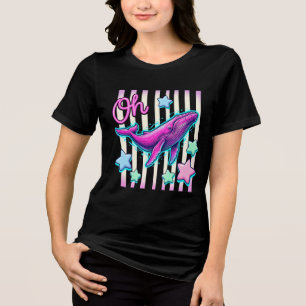 En Tri-matière Oh Baleine Rétro Graphique T-Shirt avec Baleine Ro