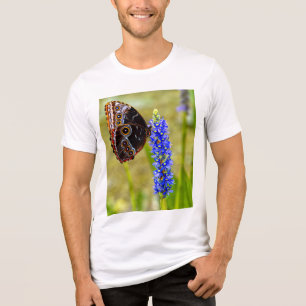 En Tri-matière Papillon morpho bleu sur T-shirt orchidée marécage