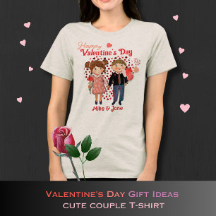 En Tri-matière Petit Couple Joyeux T-shirt Saint Valentin léger