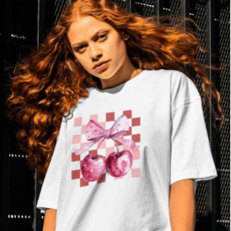 En Tri-matière Sweet Cherry Coquette Saint Valentin T-shirt pour