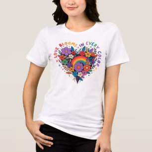 En Tri-matière T-shirt à cœur floral vibrant Love in Color Positi