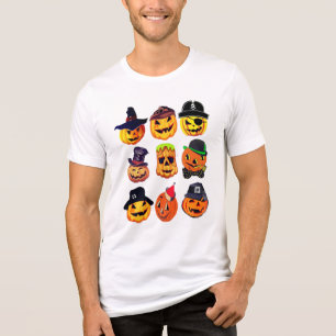 En Tri-matière T-shirt à col couché du Citrouille Jack d'Hallowee