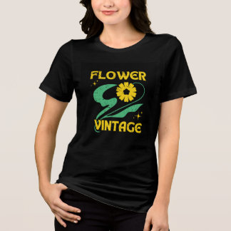 En Tri-matière T-shirt à manches courtes avec motif floral vintag