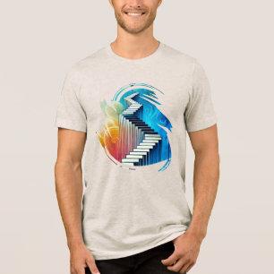 En Tri-matière T-shirt Abstrait - Escaliers à multivers