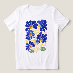 En Tri-matière T-shirt abstrait fleuri pour femmes Azure Gold