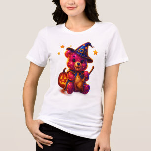 En Tri-matière T-shirt adorable de nounours sorcière Halloween