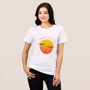 En Tri-matière t-shirt blanc à demi-manches avec motif de soleil
