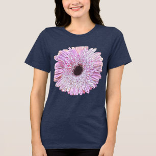 En Tri-matière T-Shirt Bleu Nuit avec Marguerite Gerbera Rose