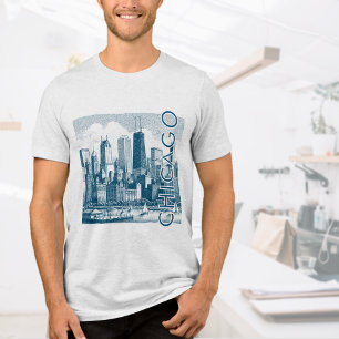 En Tri-matière T-shirt bleu Skyline de Chicago