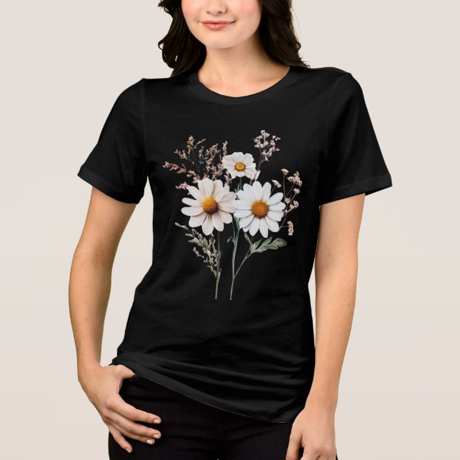 En Tri-matière T-shirt Bouquet de Marguerites Garden Delight (Recto)