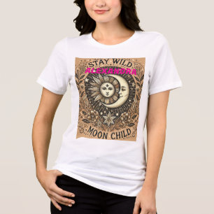 En Tri-matière T-shirt céleste de Boho "enfant de lune brillante"